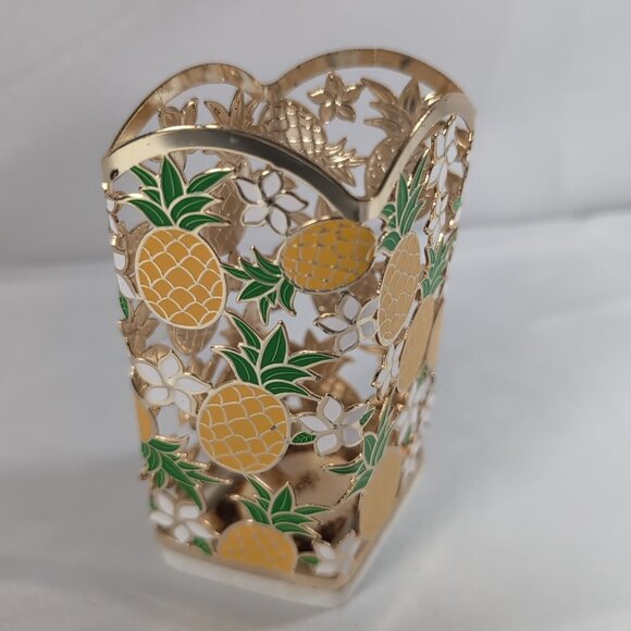 Bath & Body Works Pineapple Plumeria Soap Holder Gold White Summer Flowers - Picture 8 of 13